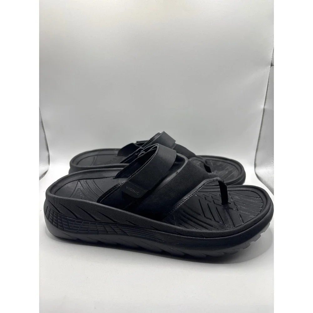 Vionic Restore II Recovery Sandals Black Mens 8.5 Womens 10 Thong Slide Orthotic